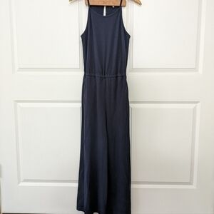Sundry Jumpsuit Women's 2 XS Navy Blue Wide Leg Sleeveless Cinch Waist Cotton